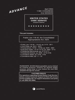 cover image of USCS Advance Sheets